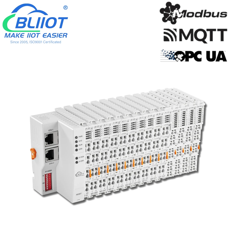 IIoT Industrial Modbus TCP MQTT OPC UA I/O Module Edge Comupting Logic Control Remote Ethernet IO Controller