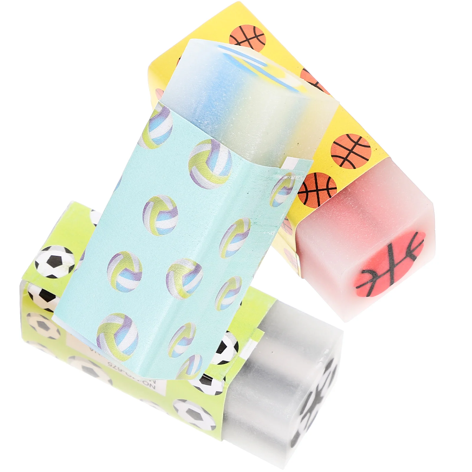 

12 Pcs Basketball Football Baseball Erasers Cute Cartoon Shaped for Kids Students PVC School Supplies Lightweight Gifts