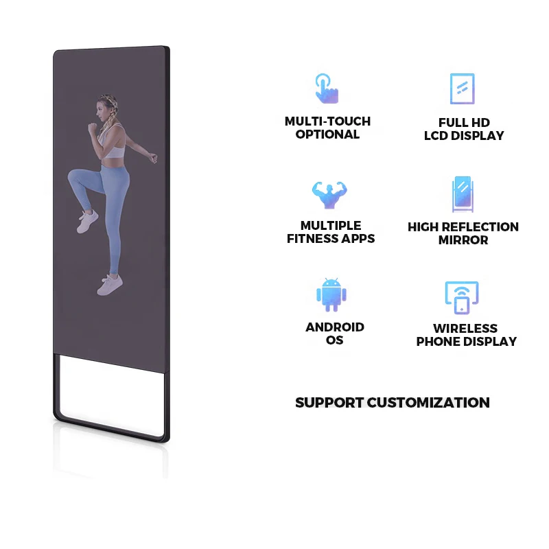 Espejo Inteligente con IA para Entrenamiento, Pantalla LED LCD de Cuerpo Entero para Gimnasio