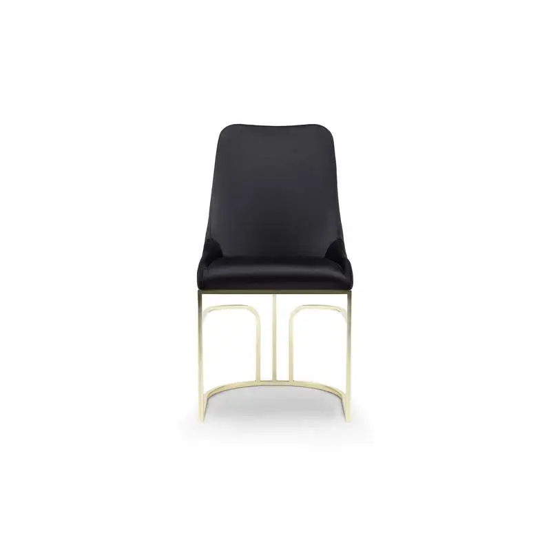 كراسي طعام حديثة مكونة من قطعتين، إطار خشبي، أرجل ذهبية، تنجيد أسود #6
