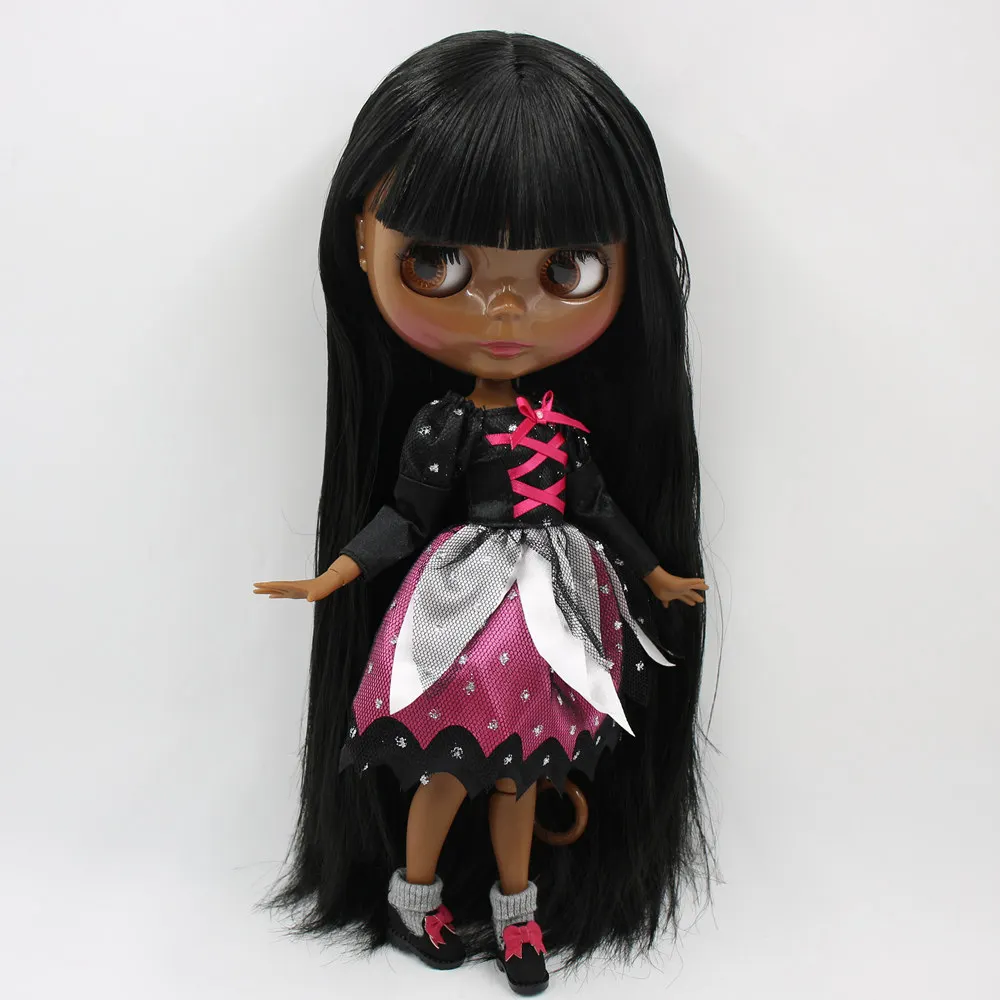 

ICY DBS Blyth Doll Long Black Hair Deep Dark Skin Glossy Face 30cm BJD Doll Including Clothes Girl Festival Gift Birthday Gift