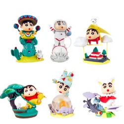 6 pezzi Crayon Shin Chan Action Figure Cartoon giapponese Kawaii figurine da collezione film giocattolo periferico regali per bambini 8cm