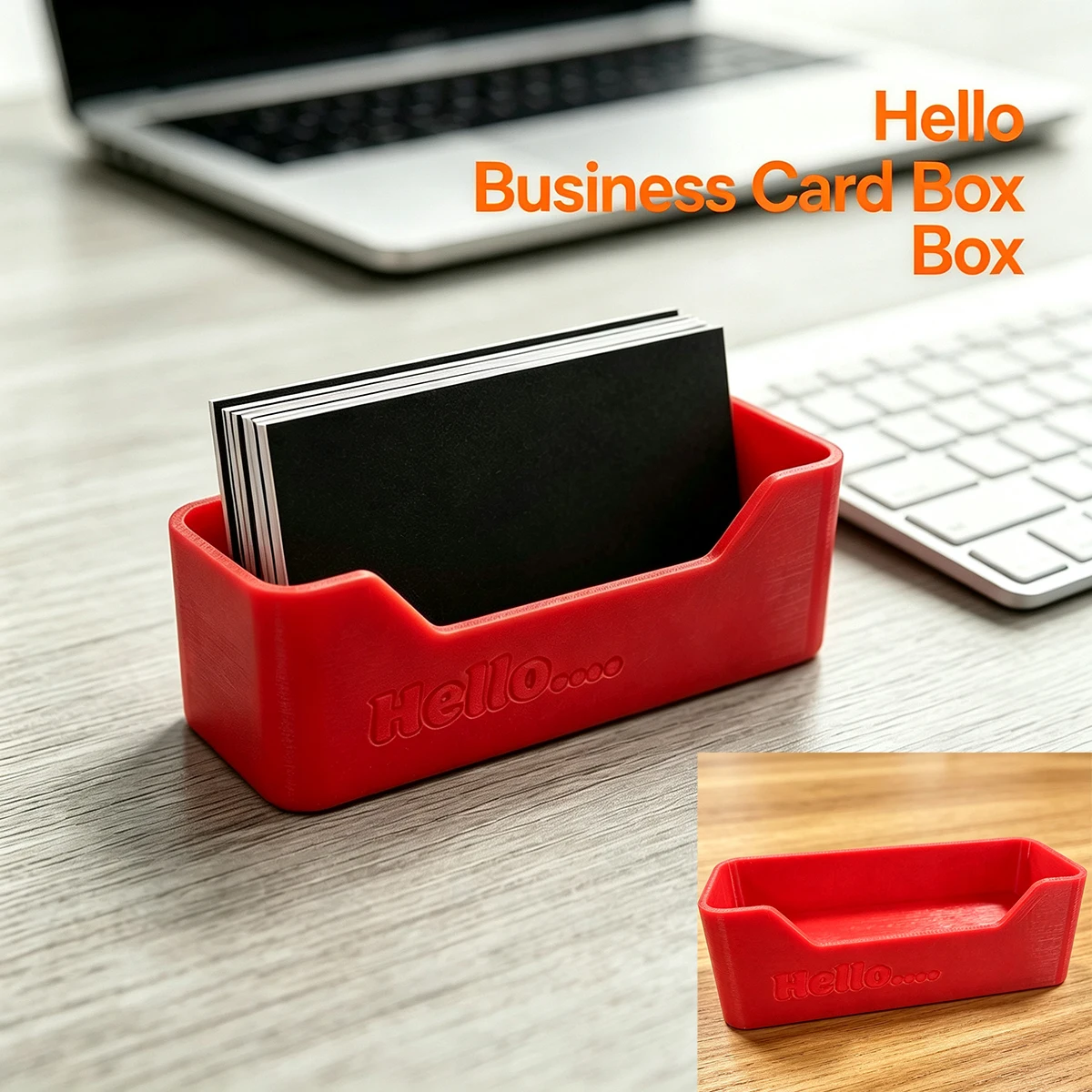 Embossed Hello Design 3D Printed Business Card Holder Stand Desktop Card Storage Organizer Front Desk Office Reception Gift