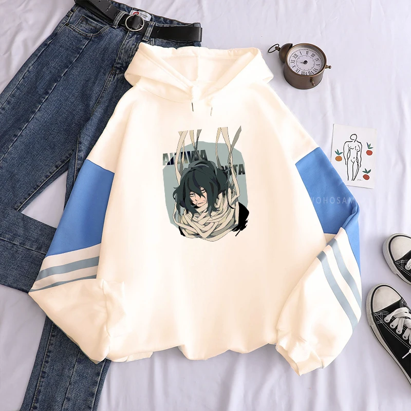 Fashion Harajuku Anime My Hero Academia Men Funny Cartoon Hoodies Aizawa Shouta Streetwear Male Winter Warm Oversized Sweatshirt