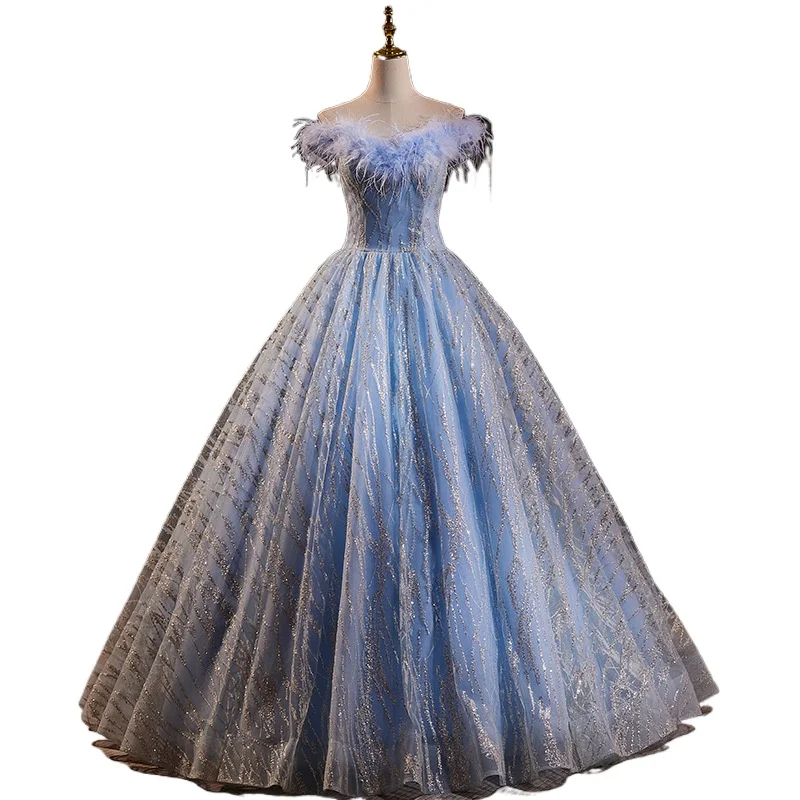 Abito da sera per banchetti 2025 Nuovo stile slim monospalla Elegante e suggestivo per riunioni annuali Esame d'arte Abito da spettacolo per ospiti