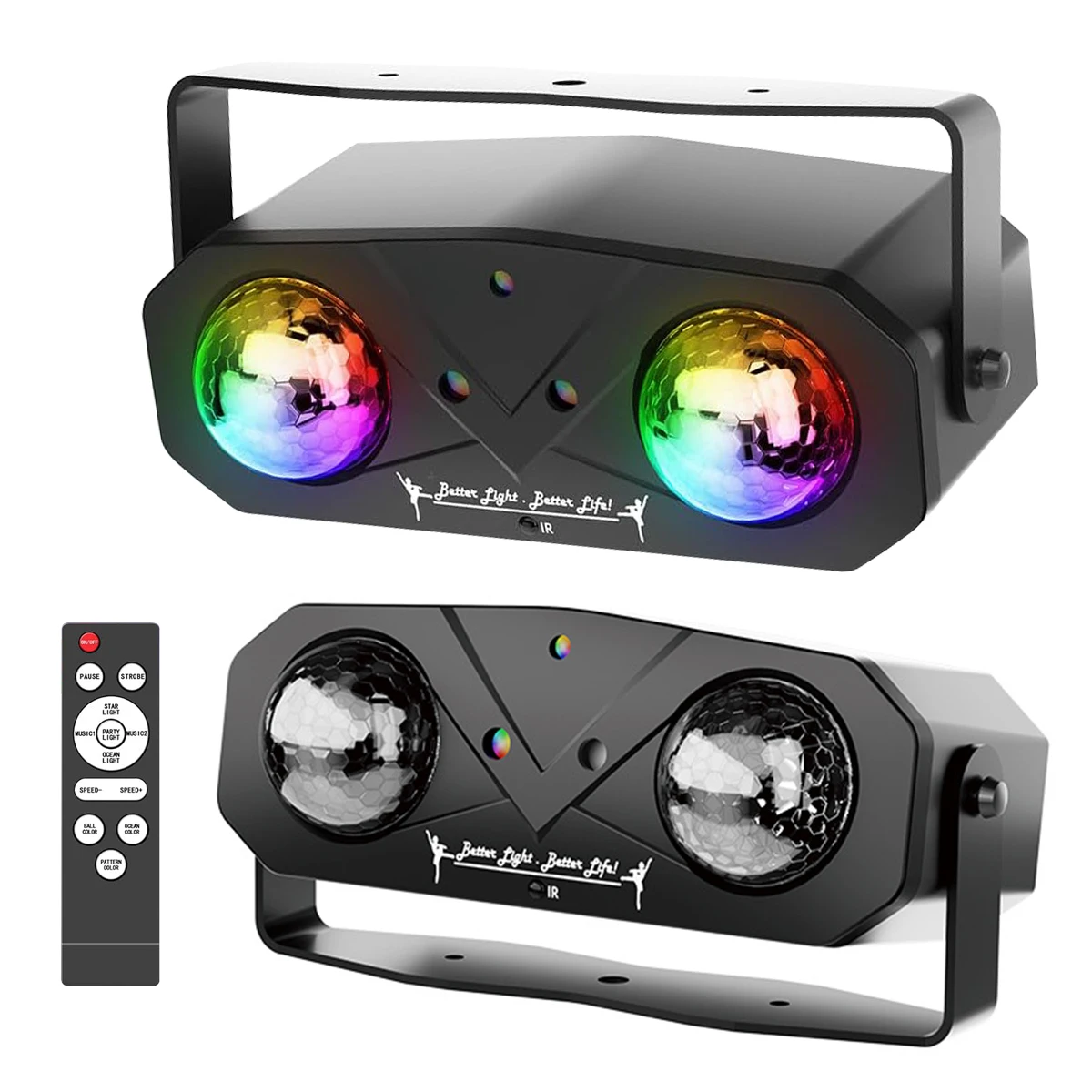 Boule Disco de fête Dj, lumière stroboscopique, son de danse activé avec télécommande, lumière de scène Rave, projecteur d'étoiles océaniques pour Club