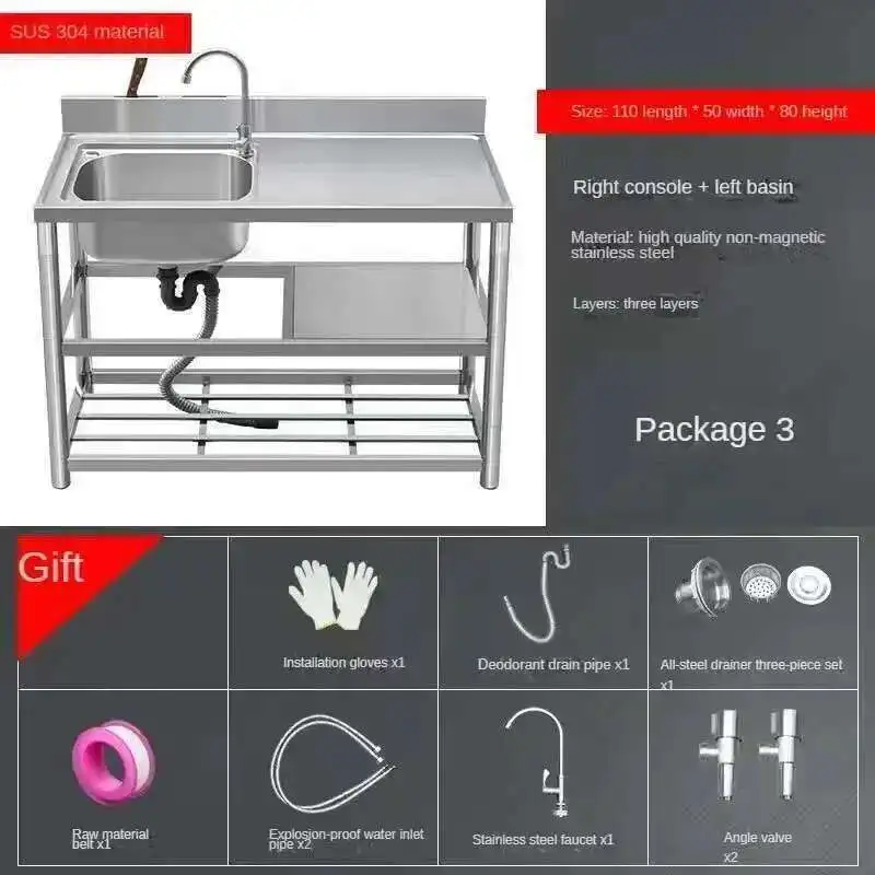 

Нержавеющая сталь 304, с кронштейном для хранения, встроенная раковина, креативная трехслойная кухонная раковина, современные домашние кухонные аксессуары