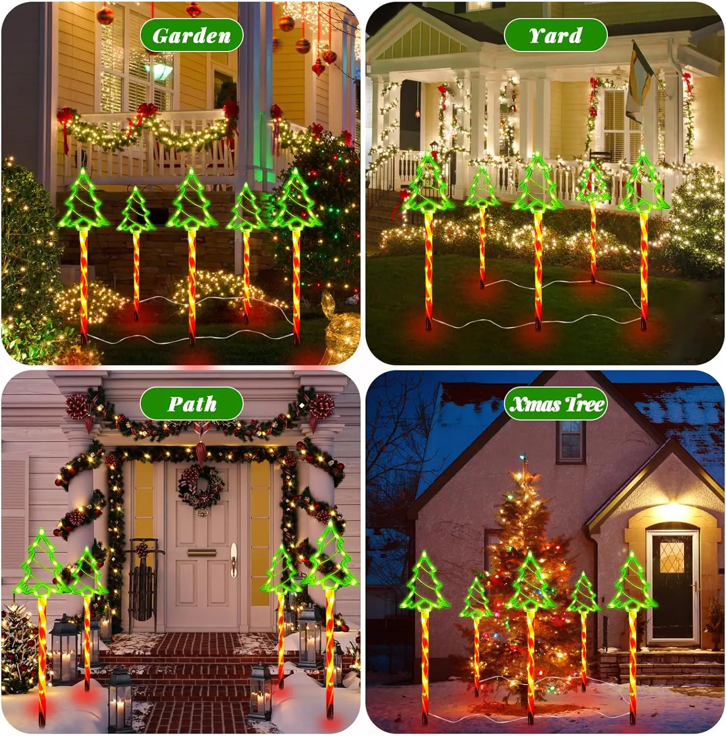 Outdoor Christmas Candy Cane Lights Waterproof LED Walking Path Tree Decorations for Festive Garden Landscape
