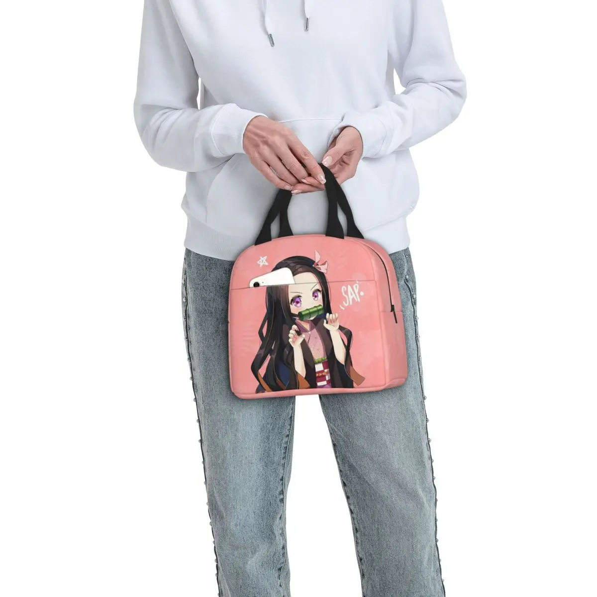 Demon Slayer Anime Nezuko Kamado Insulated Lunch Bags borsa termica contenitore per pasti Tote Lunch Box ad alta capacità Beach Travel