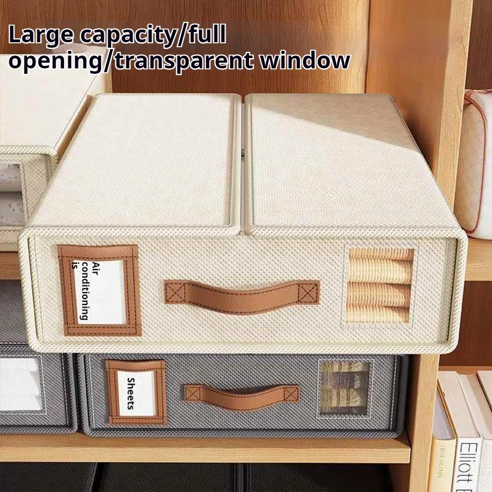 

4PC Oxford Fabric Organizer Box Foldable Breathable Moisture-proof Collapsible Storage Box With Leather Handle For Storage Bed