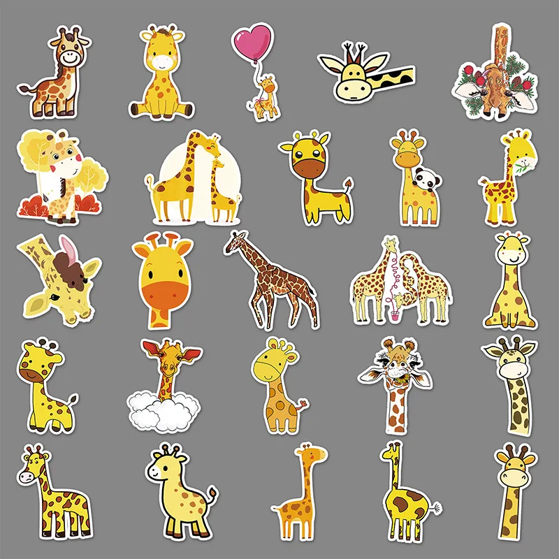 50Sheets Creative DIY Giraffe Stickers Cartoon Animal Suitcase Helmet Refrigerator Notebook Stickers Children's Gift Toy