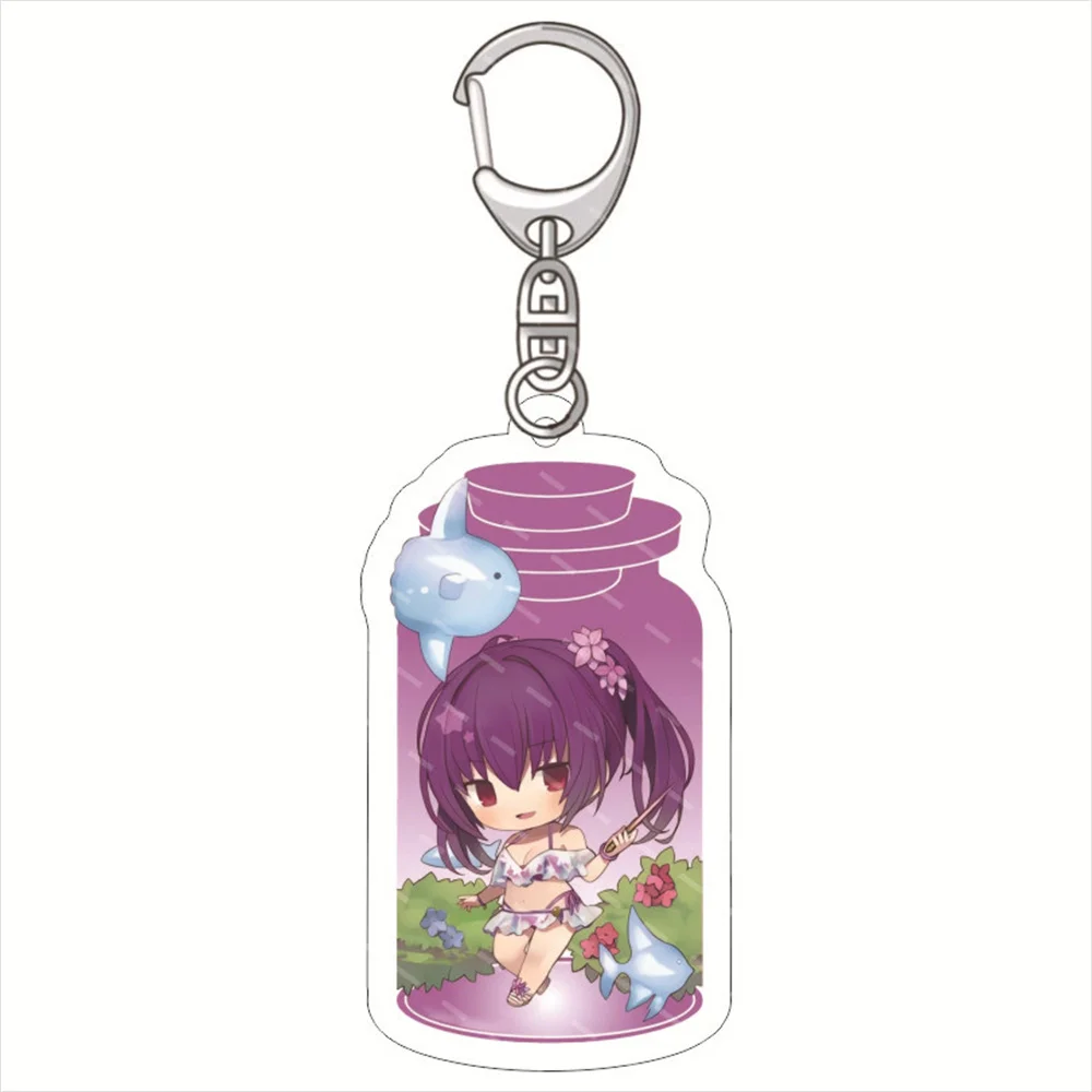 Cute Game Anime Fate Grand Order Ashiya Douman Keychain Doll FGO Enkidu Acrylic Keyring Pendant for Fans Women friend Toy Gift