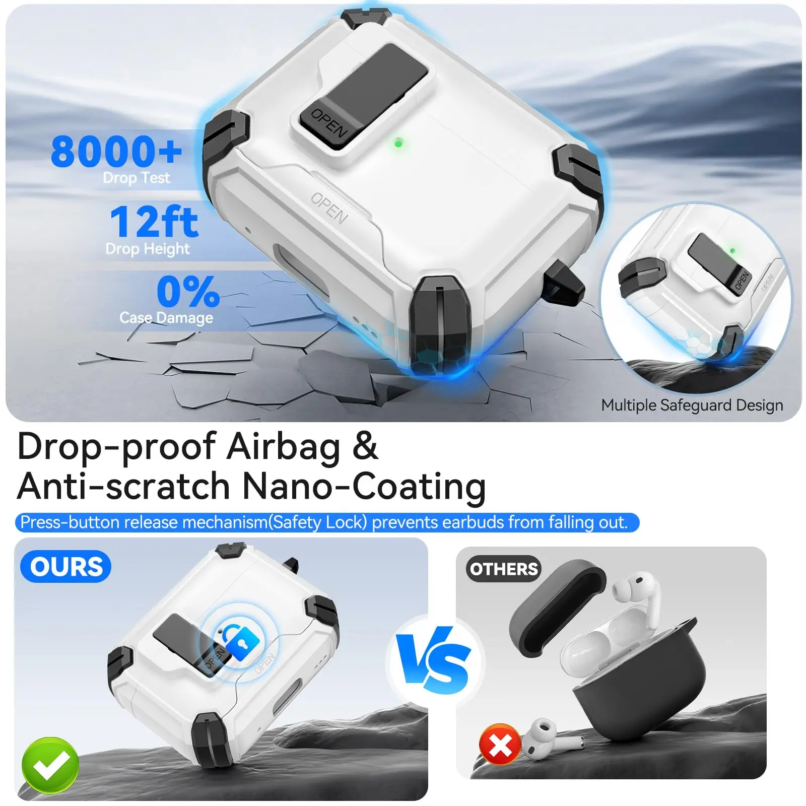 for new airpods pro 3 case with Secure Lock Clip Automatic Pop-up Case Full-Body Shockproof Protective Cover for AirPods Pro2 3