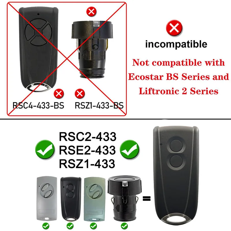 ECOSTAR RSC2 433 RSE2 433 ouvre-porte de Garage télécommande 433.92MHz Code roulant Hormann Ecostar Liftronic porte télécommandée
