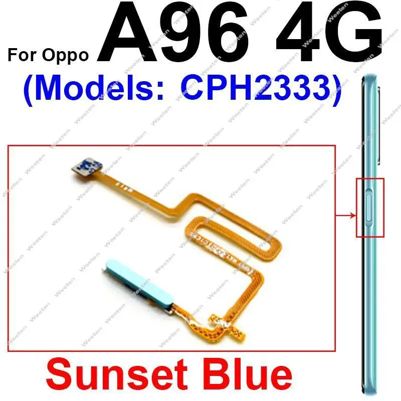 For OPPO A92 A92S A96 A98 4G Fingerprint Sensor Flex Cable Power Buttons Touch Sensor Side Fingerprint Flex Ribbon Parts