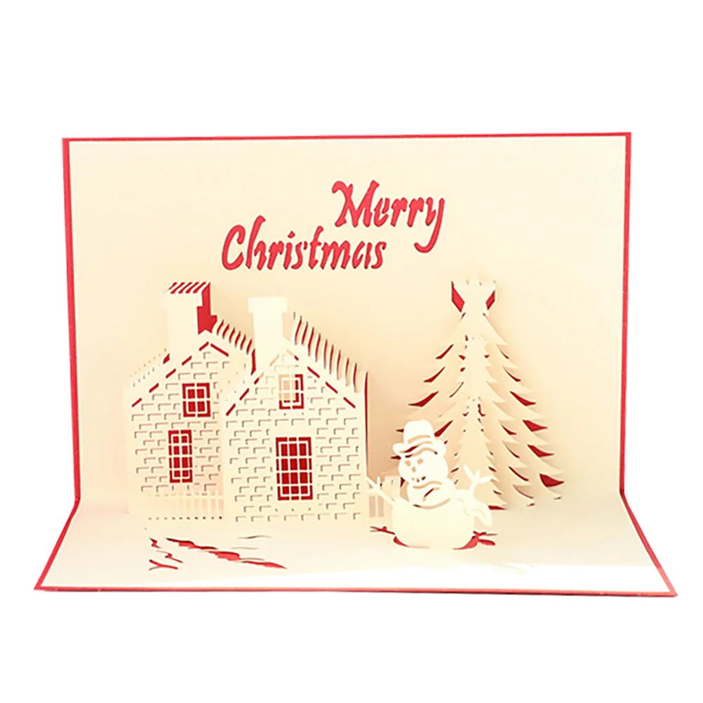 

2 шт. 3D поздравительные открытки, приглашение на рождественскую вечеринку, бумажный подарок для поздравительных открыток, рождественское новогоднее праздничное красное