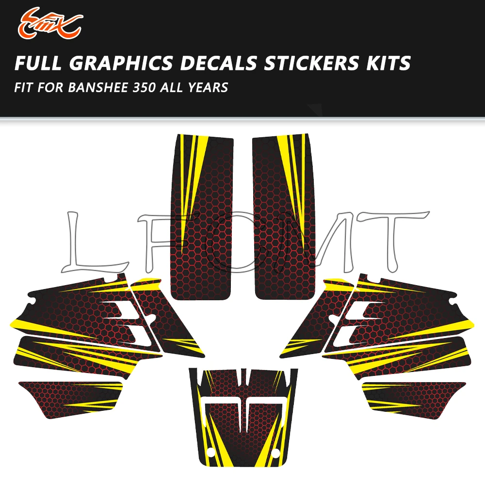 

Подходит для Yamaha BANSHEE 350 YFZ 350 YFZ BANSHEE 350 обтекатели для квадроциклов, украшения, графические фоновые наклейки, комплект наклеек