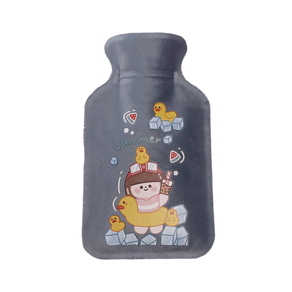 Soft velvet hot water bottle to relieve menstrual pain, keep warm and reduce fever Short plush hot water bag