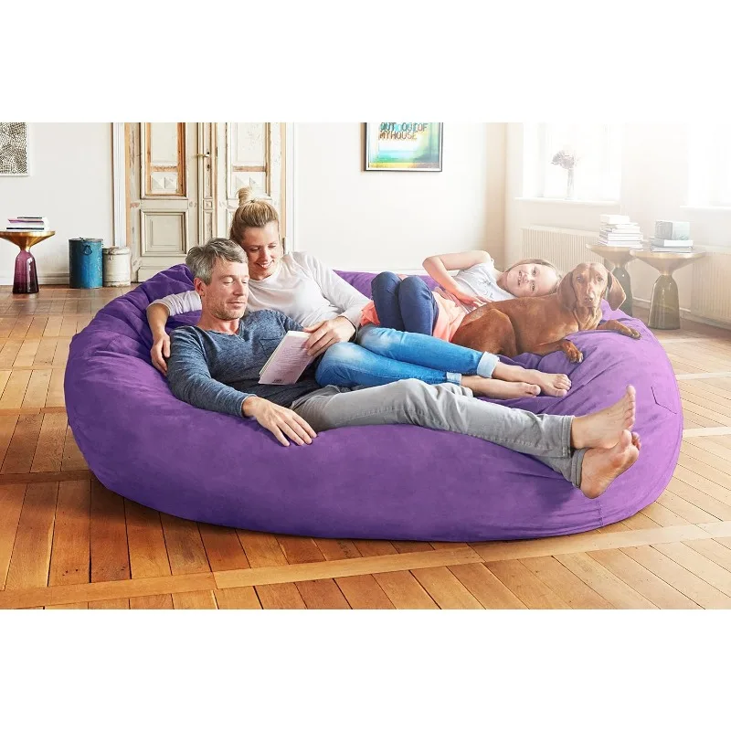 7ft Bean Bag Chair with Ultra Soft, Foam Filling, Bean Bag Sofa for Kids, Teenagers, Adults - Sack Chair for Dorm, Family Room