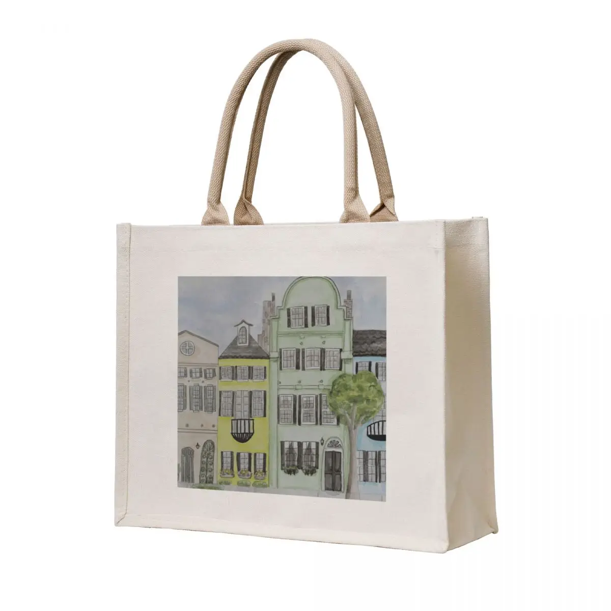 

Rainbow Row Charleston SC Watercolor Tote Bag tote bag men's Canvas bag for women bags for women reusable grocery bags