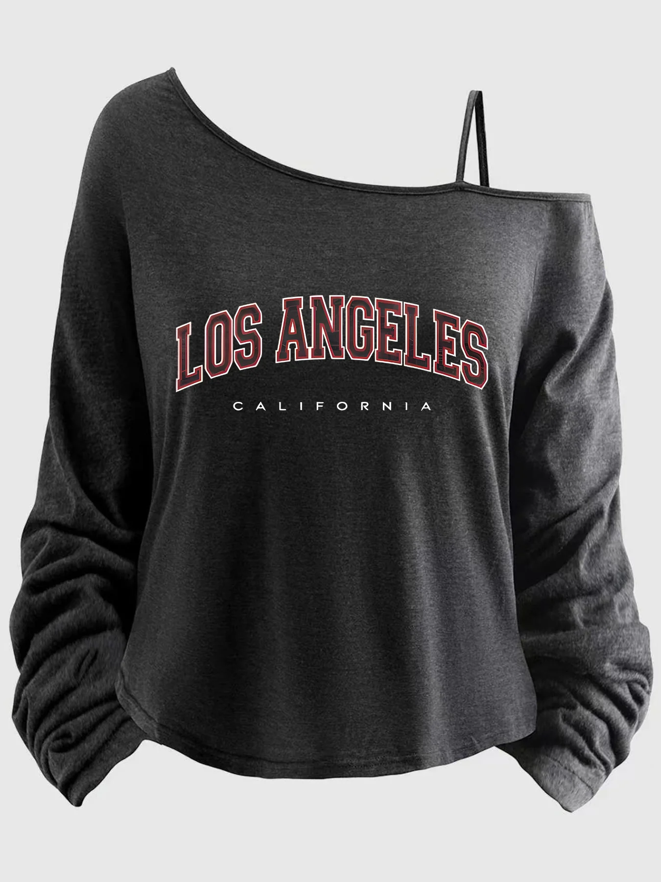 

Женский топ больших размеров с принтованными рукавами, тонкими бретелями, асимметричным вырезом, размеры 1-8XL, с надписями (XT).