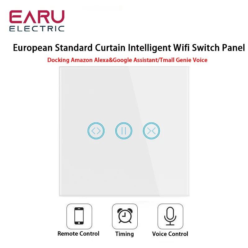 와이파이 스마트 타이머 유리 벽 터치 커튼 스위치 컨트롤러, 롤러 셔터 전기 모터, 투야 스마트 라이프, 구글 홈 알렉사