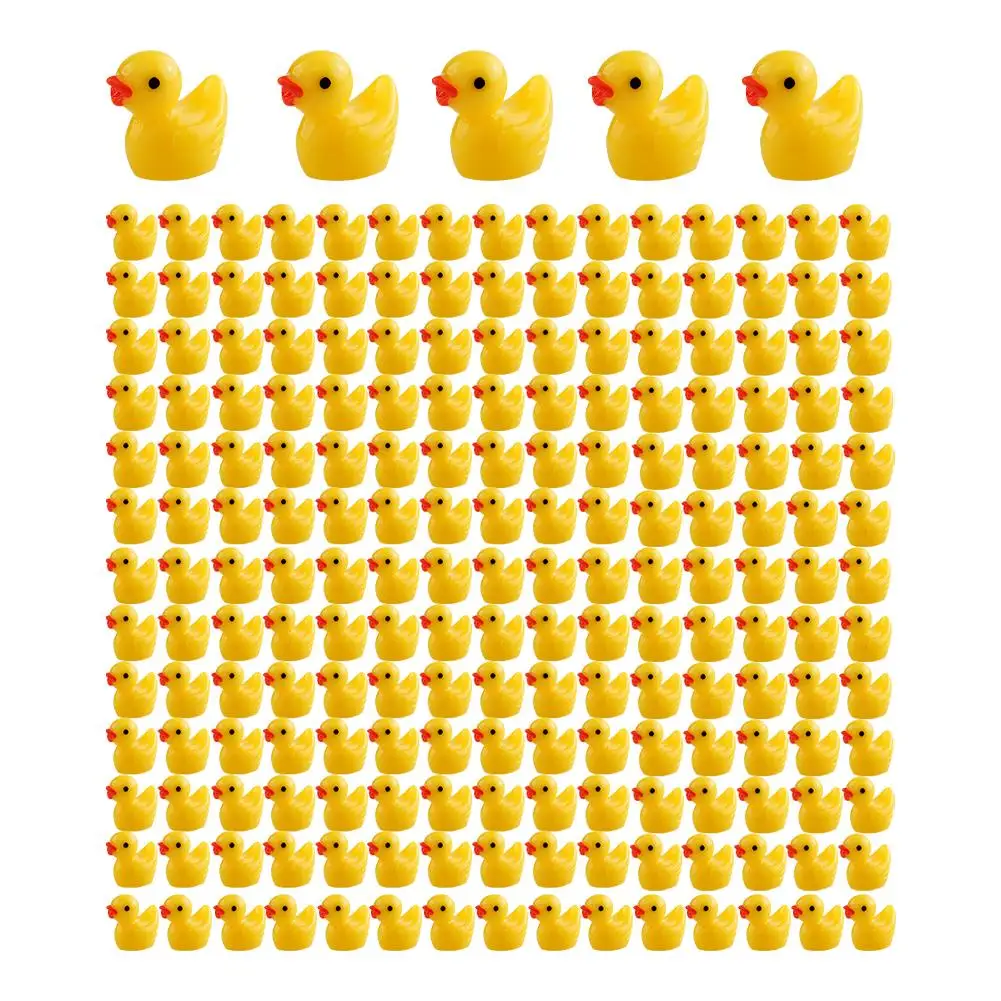 Miniature Duck Ornaments para artesanato de jardim, pato minúsculo, resina, amarelo, animal, paisagem, plantas, fada, Mic, X7t8, decoração, 100pcs