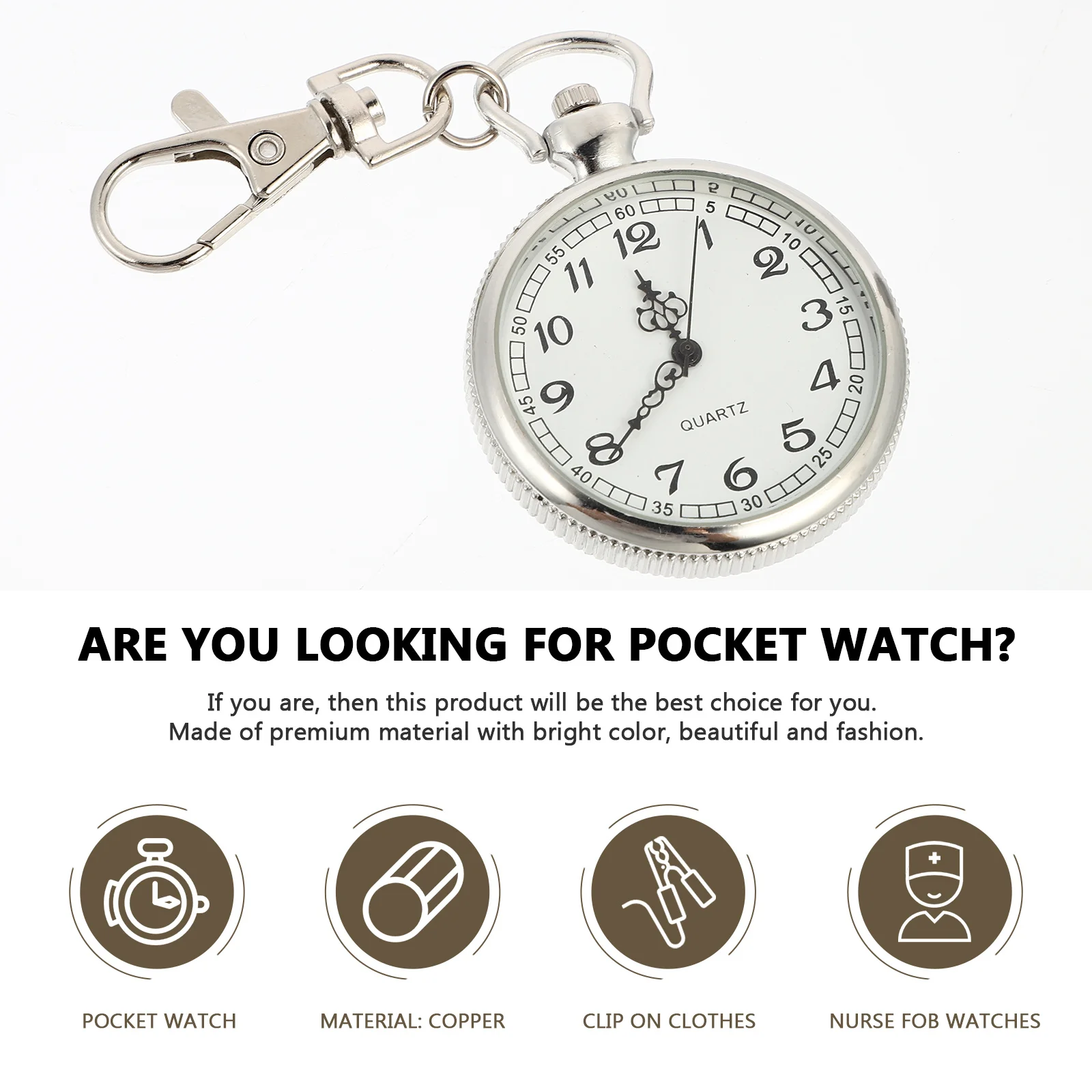 1Pcs Nurse Pocket Watch Safe Gentle Materials Clear View Easy Carry Stylish Design Wide Applications Doctors Nurses