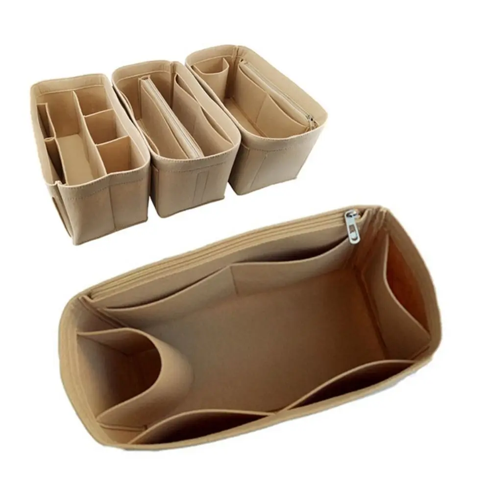 ネバーフル シンプル フェルト ハンドバッグ インサートバッグ バッグサポート ポータブル パースライナー マルチポケット ストレージ オーガナイザー バッグオーガナイザー