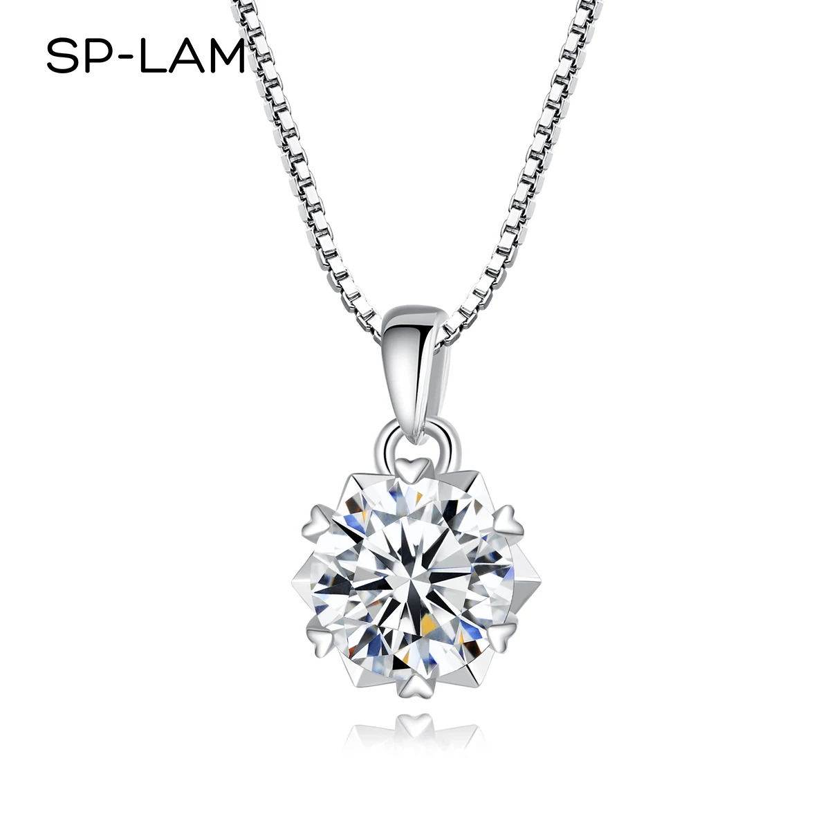

Hexagram Necklace Silver 925 6.5mm 1CT Moissanite Pendant Women Luxury Chains Bridal Wedding Party Jewelry
