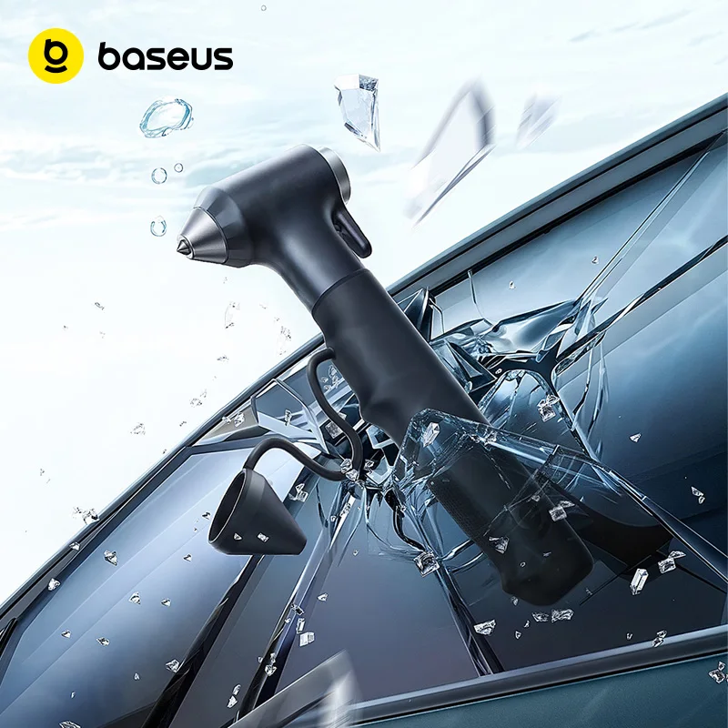 Baseus GoTrip DT2 Car Safety Hammer Tungsten Steel Window Breaker for Laminated Glass Emergency Escape Tool with SeatBelt Cutter