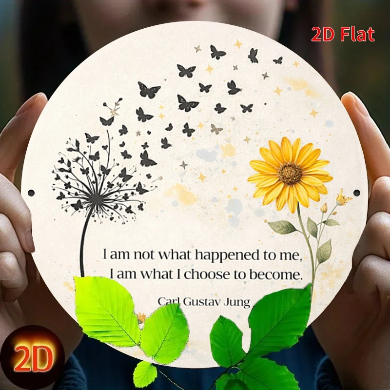 2D Flat, 2D Flat - [2Dflat] 1pc 19.99x19.99 cm - Round Sign, Carl Jung Quote Metal Art Sign, Inspirational Office Decor Sign, Mo