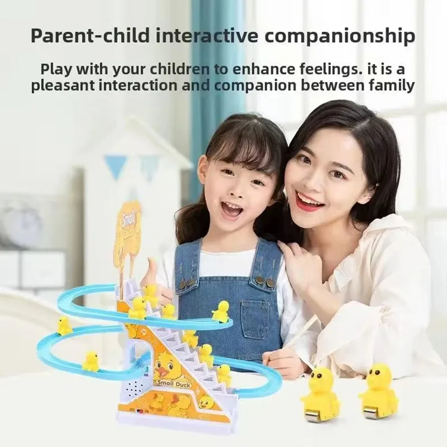 

Kids Electric Duck Climbing Stair Toy, Interactive Educational Track Game, Fun Slide Puzzle for Children, Safe & Durable Design