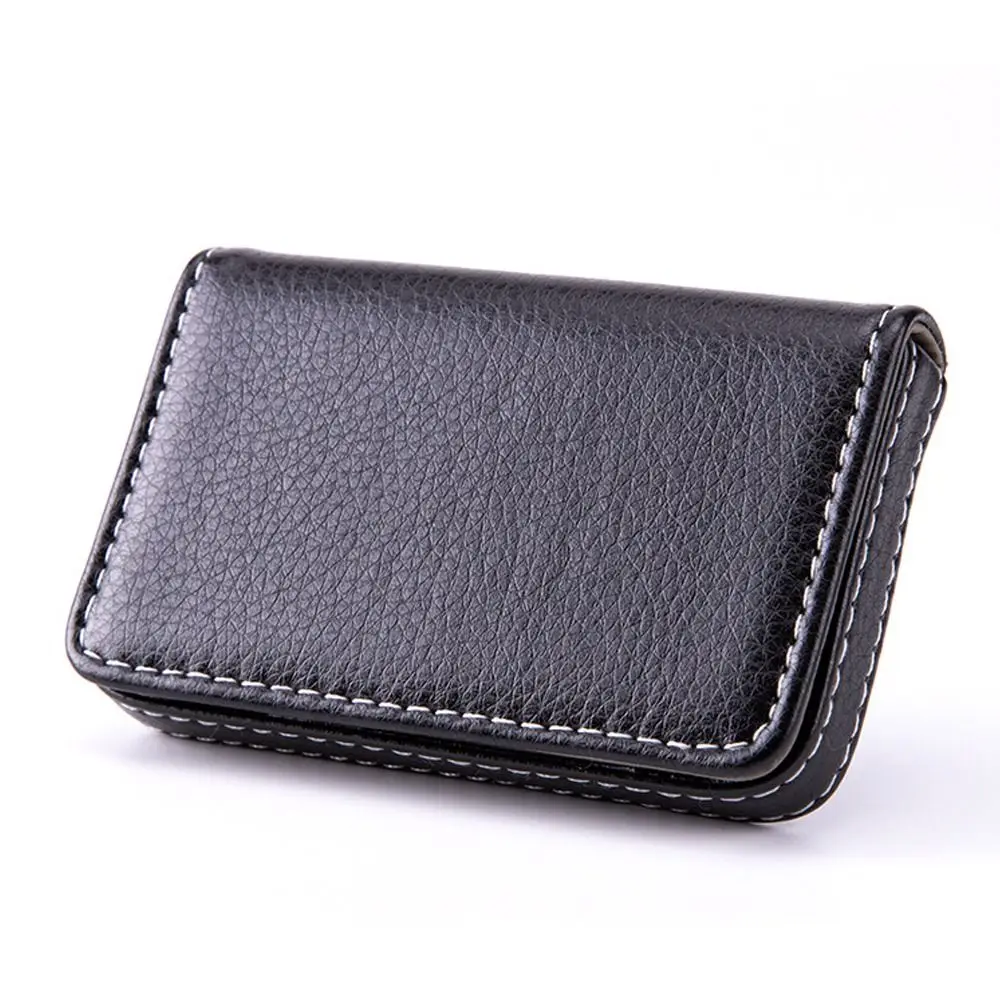 حافظة بطاقات عمل من جلد البولي يوريثان عالية الجودة، صندوق بطاقات معدني محمول، حامل بطاقة الائتمان للنساء والرجال
