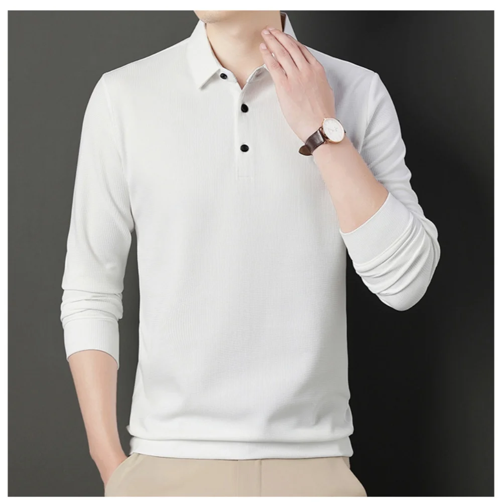 

New Men's Casual and Fashionable Embroidered Long Sleeved Polo Shirt Comfortable Breathable and Versatile Summer Top