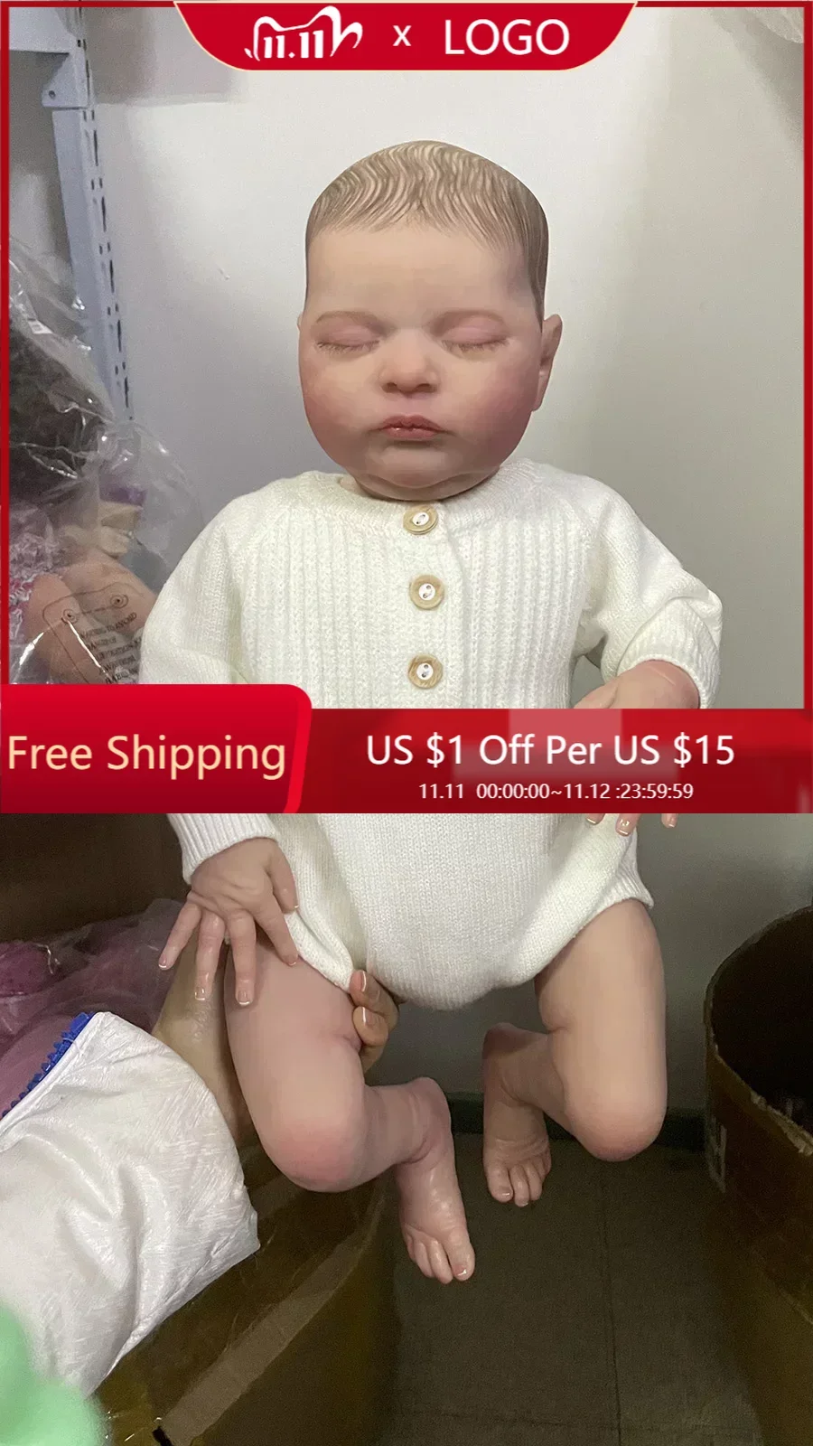 19inch Finishe Laura Reborn Dolls Open Eyes Lifelike Soft Cuddly Body 3D Skin Visible Veins Handmade Doll High Quality for Kids