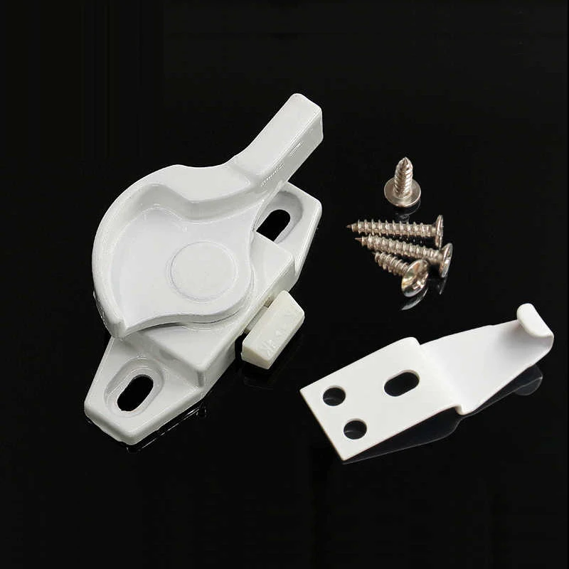 

4PCS Plastic Steel Window Insurance Crescent Lock Aluminum Alloy Hook Lock Accessories Plastic Steel Sliding Door Window Lock