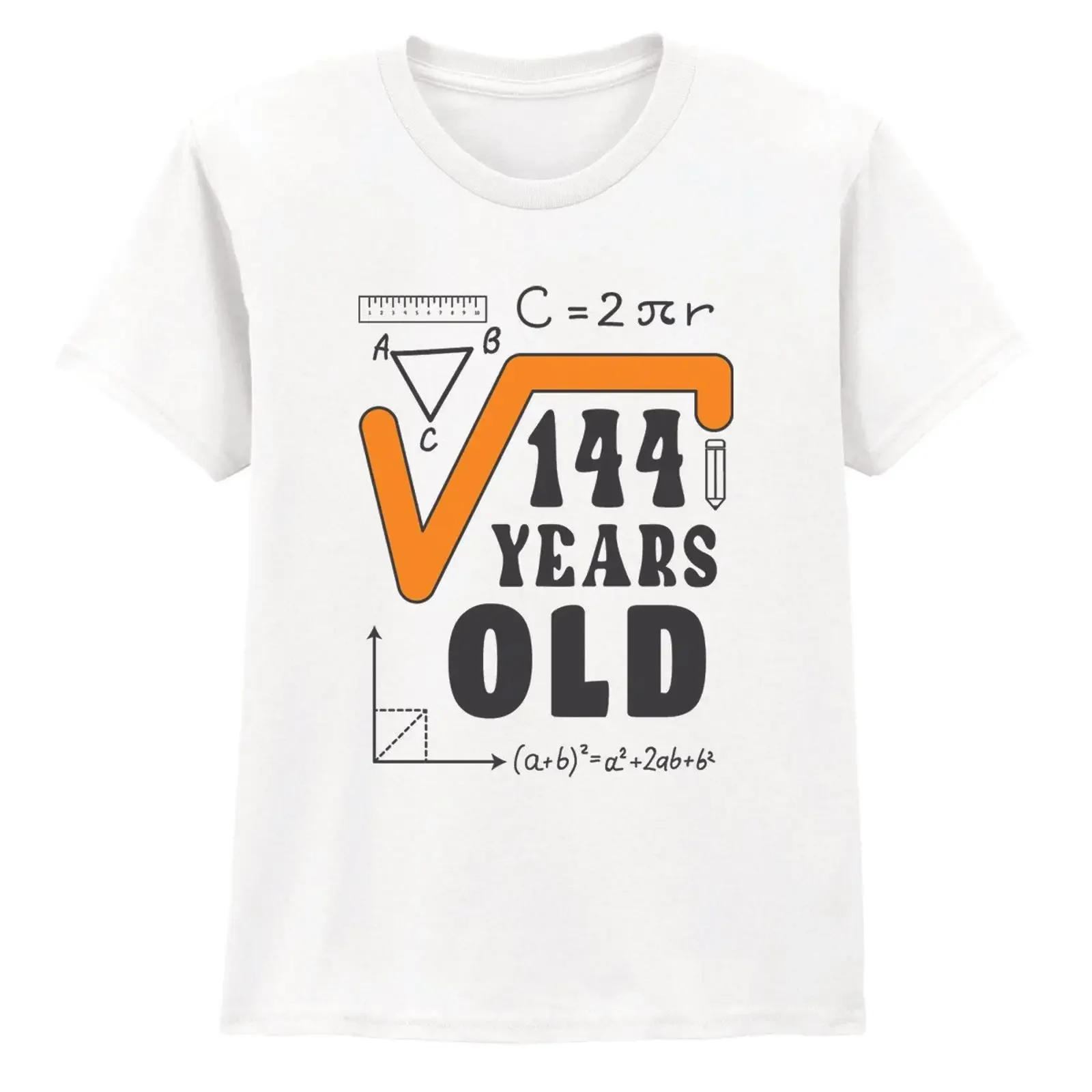 Square root 144 years boys girls children's T shirt 12th birthday math nerd vintage Washed designer clothes Versatile