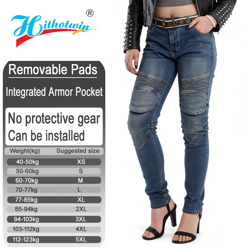 Blue motorcycle jeans for women with motocross offroad riding trousers with armor pockets armor not included 02