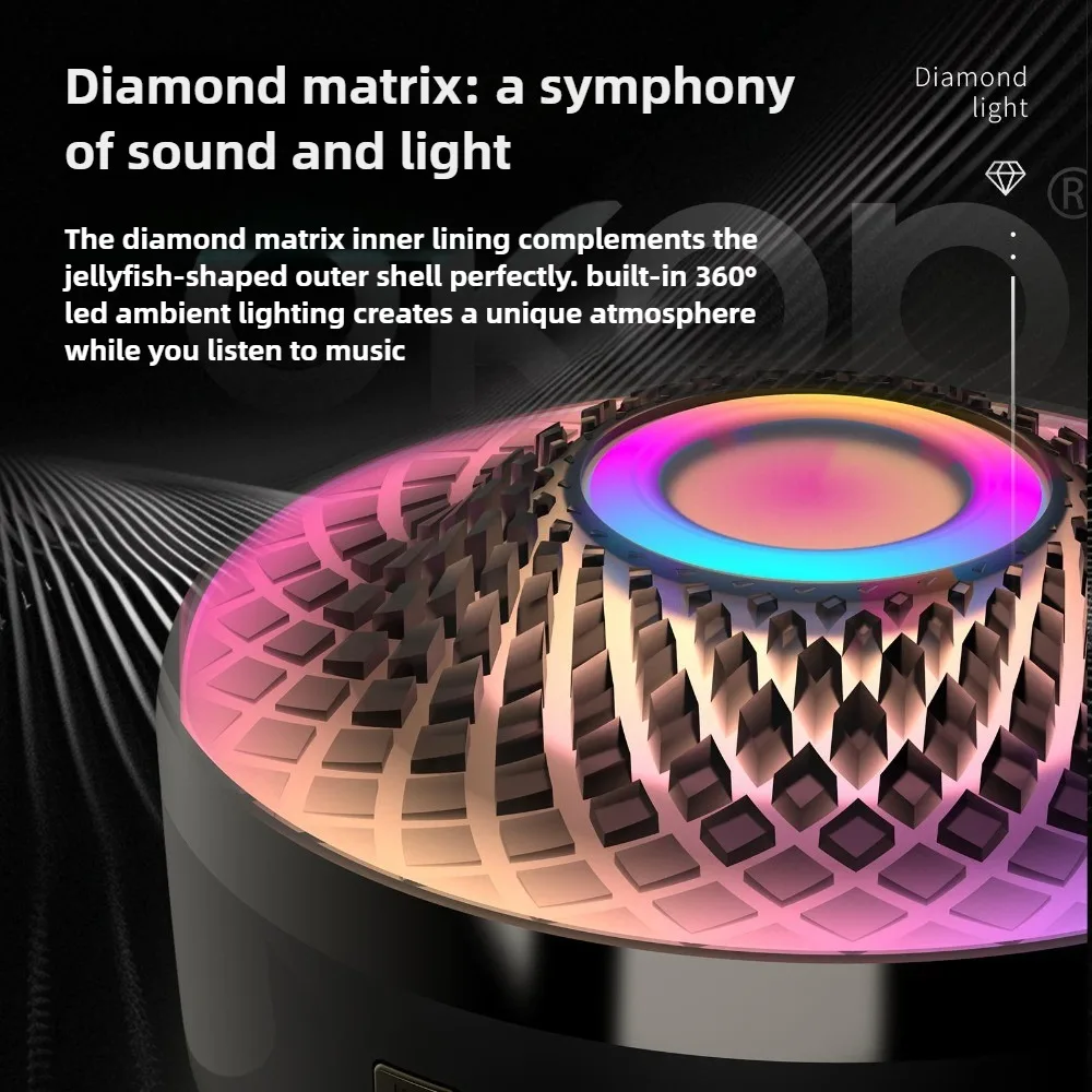 OKOP Harman Glazed صوت بلوتوث لاسلكي، مضخم صوت RGB لسطح المكتب لبطاقة المنزل، مكبر صوت متعدد الوظائف للجو، المنزل، التخييم #4