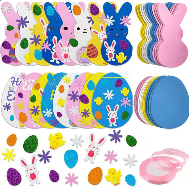 

Easter Egg Rabbit Foam Stickers Set Animal Shape Self Adhesive Glitter Decal Decoration Easter Crafts Party Supplies For Kids