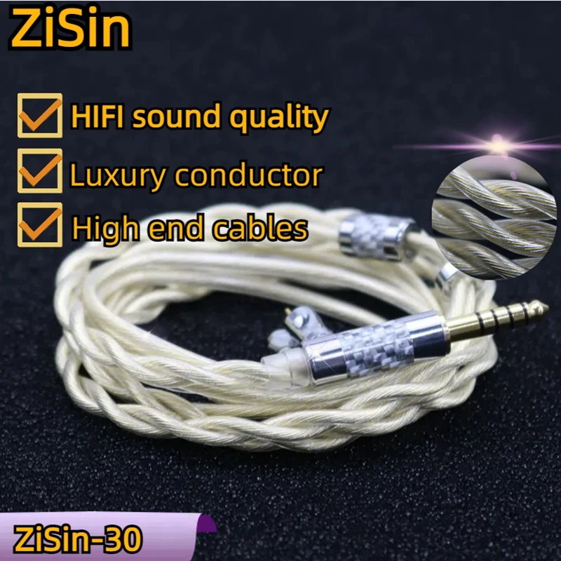 

ZiSin-30 DIY HIFI 7N OCC High Purity Gold Plated Headphone Upgrade Cable with 4.4mm 3.5mm IE900 0.78 2pin MMCX For M5 Olina