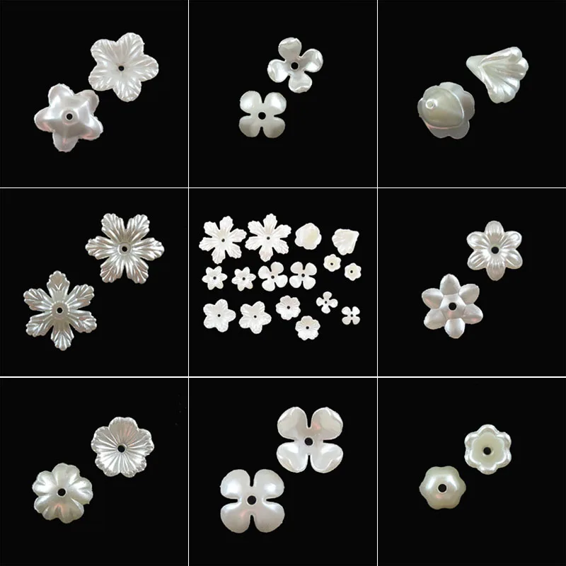 Mode Neue Acryl Charms Perle Weiß Kunststoff Horn Schneeflocke Stern Clover Retro Spacer Perlen End Kappen Weiß