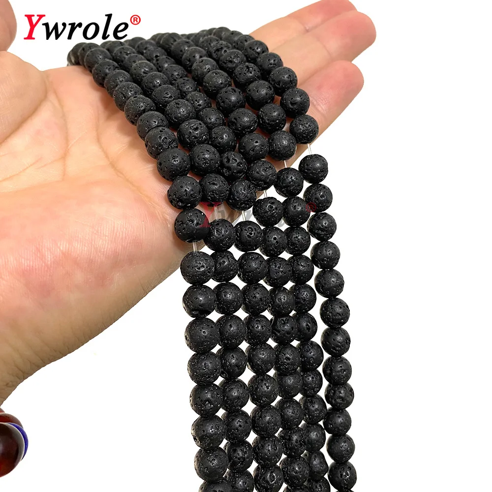 Natural Black Lava Stone Beads Loose AA Round Volcanics 4 6 8 10 12MM For Jewelry Making DIY Bracelet Handmade Accessories