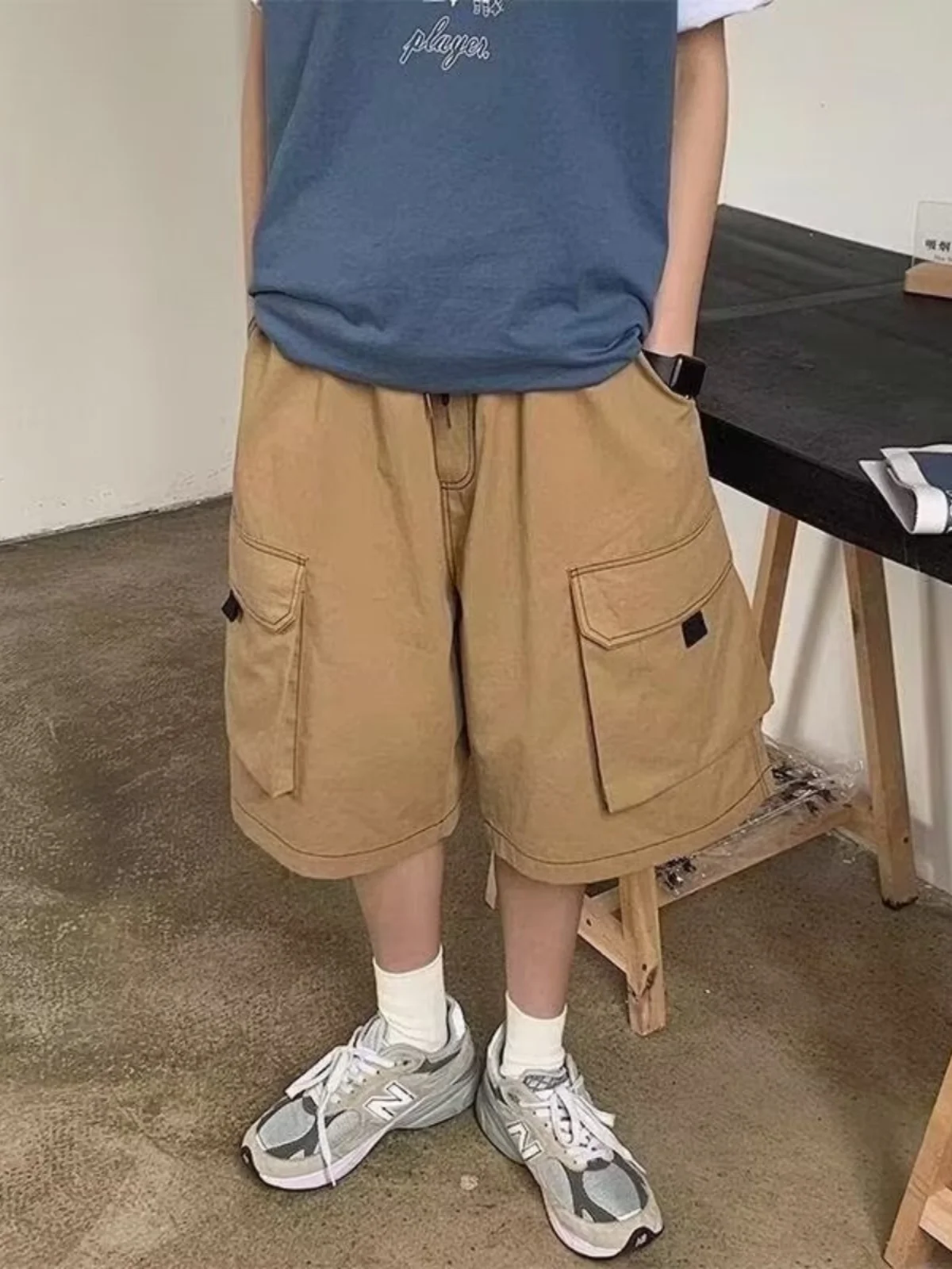 

Летние рабочие шорты для мужчин: легкие, повседневные, длиной до колена, свободного кроя, с высокой талией, прямые, без эластана