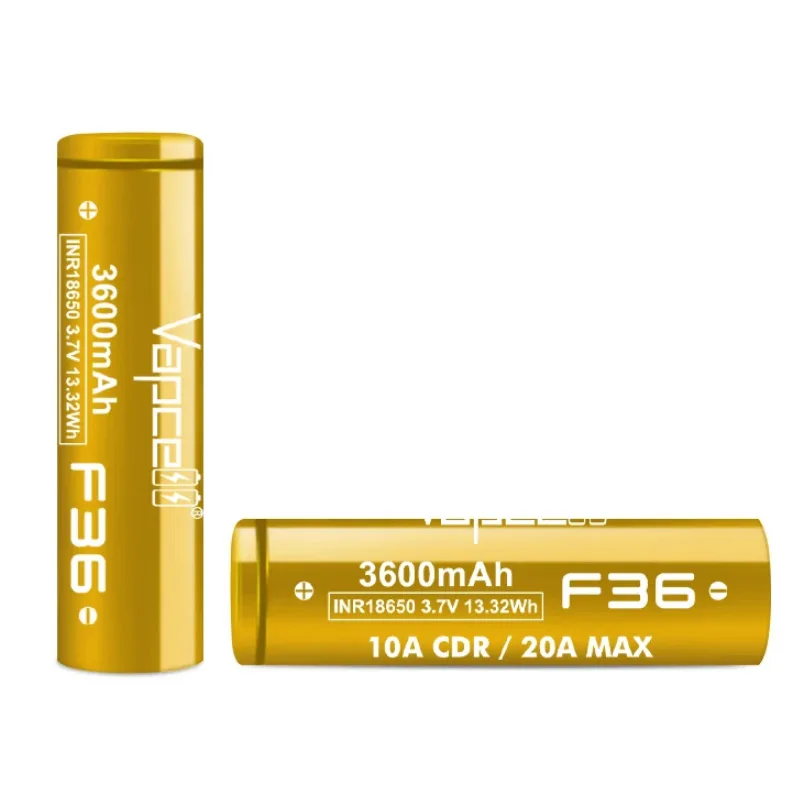 Original Vapcell F36 INR 18650 Battery 3600mAh 3.7V CDR 10A Max 20A High Power Li-ion Rechargeable Battery For Vapemod Toy DVD