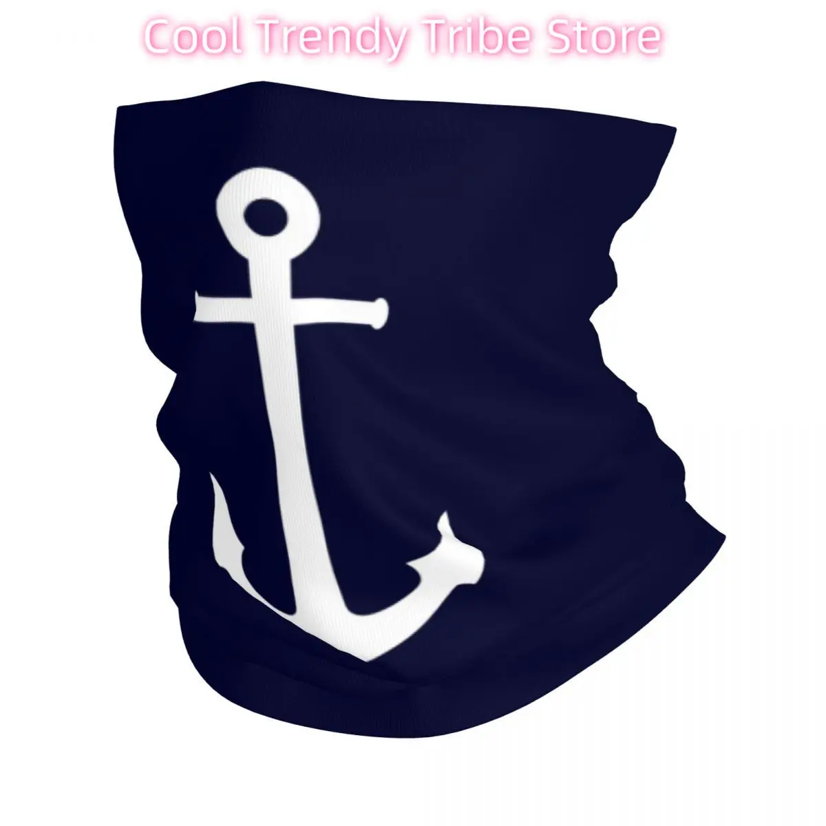 

White Anchor Navy Blue Bandana Neck Cover Printed Nordic Geometric Nautical Wrap Scarf Headband Hiking Unisex Adult Breathable