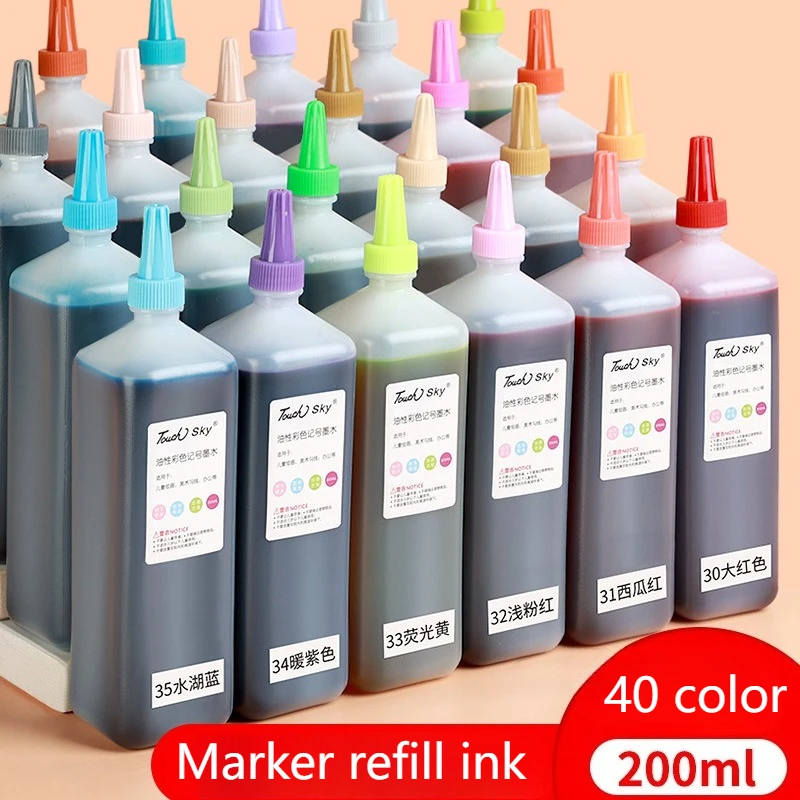 200ml Color Oil-based Marker Refill Ink Quick-drying Waterproof Bright Colors for POP Poster Design Painting Graffiti