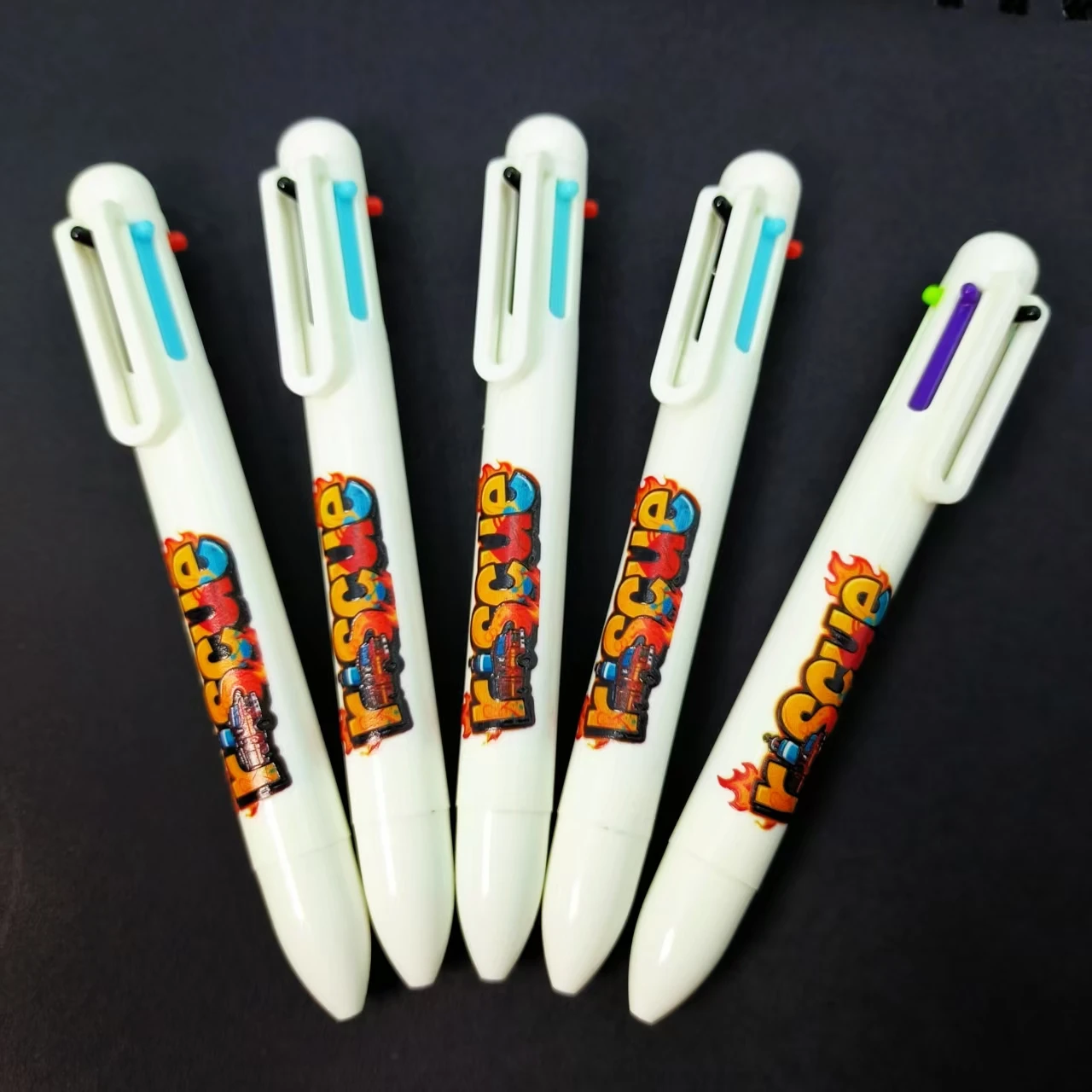 

6/12PCS Colorful Fire Graffiti Letter Six in One Multi Color Pen Fire Theme Ballpoint Pen Marking Key Multi Color Ballpoint Pen