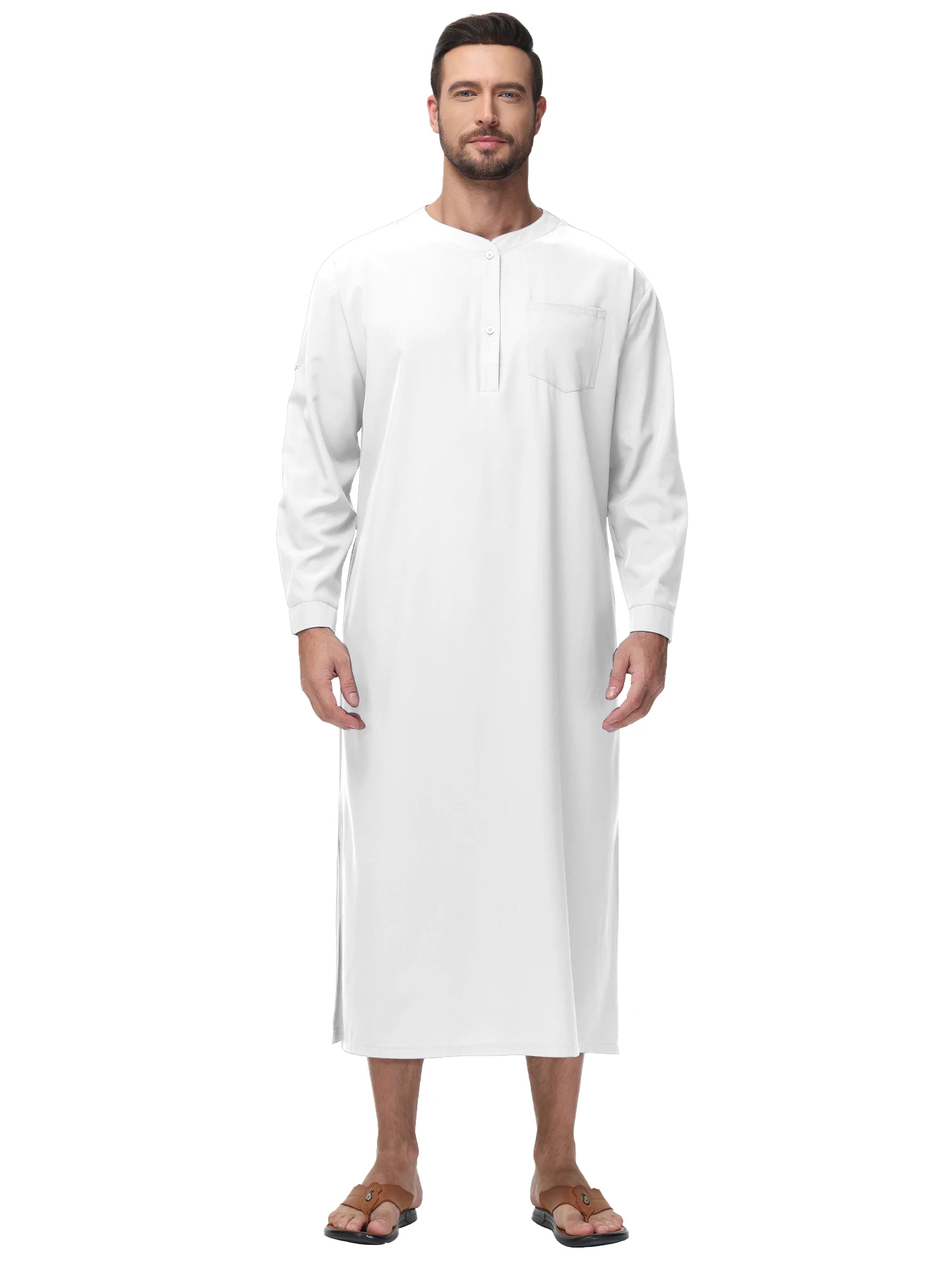 

Мужские Блестящие халаты с длинным рукавом Abaya, повседневный мужской исламский арабский кафтан для мужчин, мужской арабский марокканский Халат